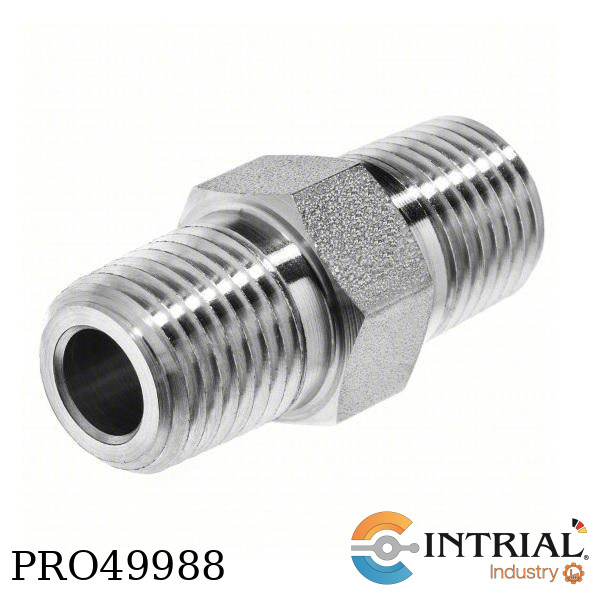 Adaptador (Bushing), acero inoxidable , 1/2 NPT macho a  1/2 BSPP(G)Macho