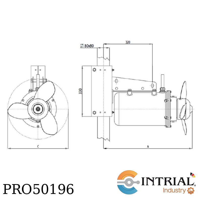Agitador industrial sumergible 3Kw - 460Vac