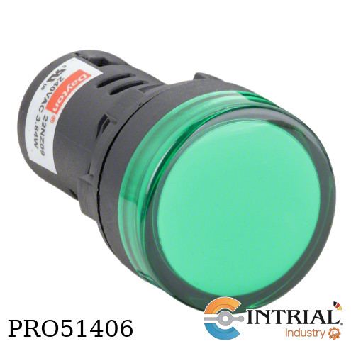 Raised Indicator Light DAYTON Green LED, 240VAC