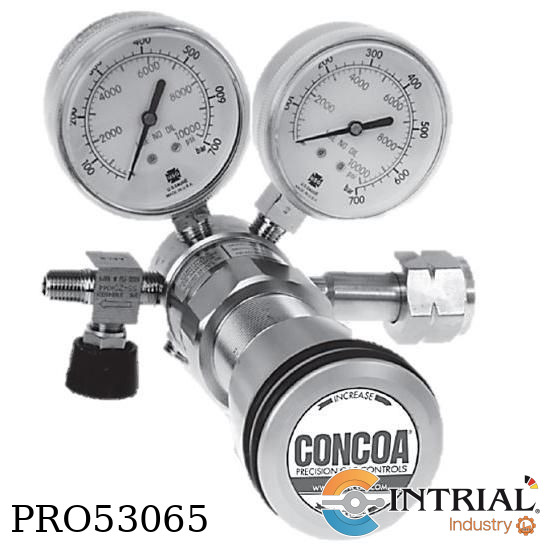 Regulador de cilindro 1 etapa, entrada CGA 680 - in: 4500psi- out: 750psi; Manómetro doble esc