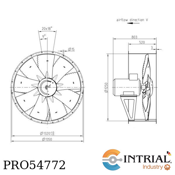 AXIAL FAN ZIEHL18 m3/s 50 Pa -20/50 °C