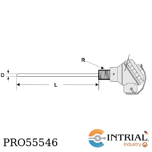 SENSOR DE TEMPERATURA (RTD) PT-100Ω DE 3 HILOS CON CABEZAL INTRIAL -70° C @ 300° C., 0.00385 (Ohms/ 