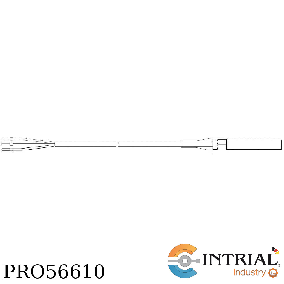 SENSOR DE TEMPERATURA PT-100Ω DE 3 HILOS CON CABLE VETROTEX INTRIAL 0…400°C  0.00385 (Ohms/ Ohms/ °C