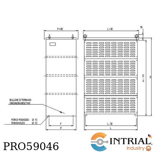 RESISTENCIA TELEMA 5,4 OHM - 55 kW  F= 384mm  L= 850mm  P= 480mm  H= 1340mm Peso, 130kg