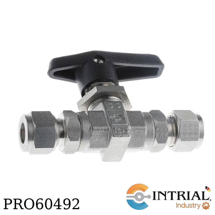 TWO WAY BALL VALVE PARKER3/8" A-LOK PCTFE 316 Stainless Steel