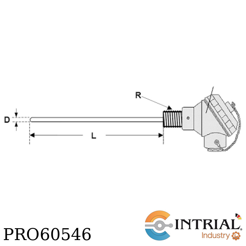 SENSOR DE TEMPERATURA (RTD) PT-100Ω DE 3 HILOS CON CABEZAL INTRIAL 4N-1XPT1003W-D6-L150-SS316-R1/2”N