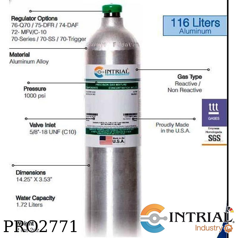 Gas calibración 5ppmCl CLORO balance nitrogeno