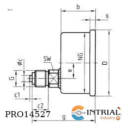 [RF63Ch-D912-LBM-400bar] Manometro Post bajo 2 1/2", inf acero, 1/4 npt 400bar
