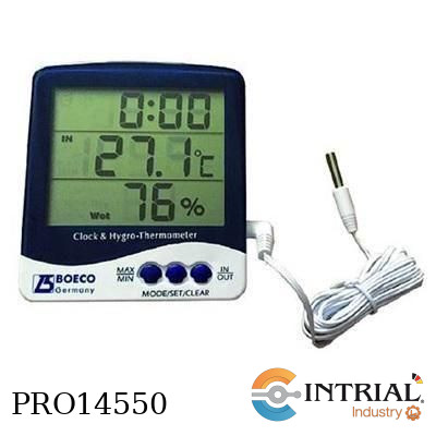 [BOE-327] DIGITAL THERMO-HYGROMETER-CLOCK, Humidity measuring range: 20 – 99 %RH