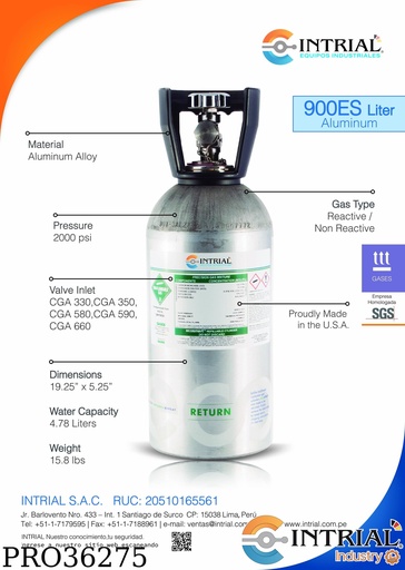 [GP-A006-1049-4N] Gas Calibración 99.99% HYDROGEN