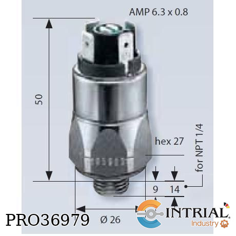 [0180-45703-1-003] Presostato de membrana, Rango de T. : 0 - 80 °C,  1/4 BSPP
