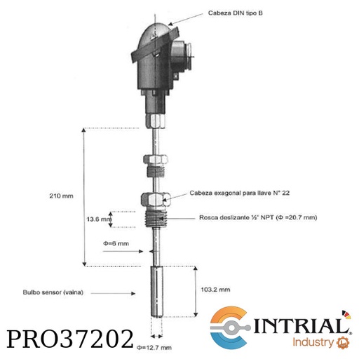[PRO37202] SCREW-IN RESISTANCE THERMOMETER, -50 up to +200°C