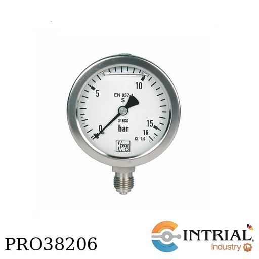 [MAN-RF2MH325] Bourdon Tube Pressure Gauge MAN-R, 30"Hg-15PSI