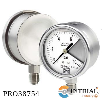 [MAN-ND7-RS-B7-000] All Stainless Steel- Pressure Gauges with Bourdon Tube for exceptional safety, 0 a 10 bar