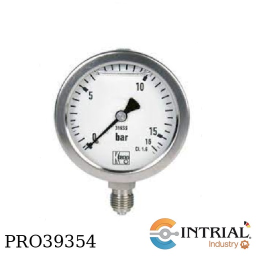 [MAN-RF26-B7-TN] Stainless Steel Pressure Gauges with Bourdon Tube MAN-RF26, 0-10Bar