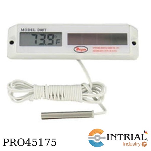 [DRFT-10] DIGITAL SOLAR-POWERED THERMOMETER, -40 to 158°F, 4.5" x 1.1" x 0.6"., LCD