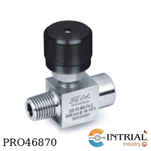 [SS-V2-M4-F4-3] INTEGRAL BONNET BARSTOCK NEEDEL VALVES, 1/4 male, female, PTFE