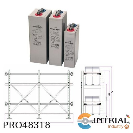[5OPzV350] Banco de Baterías PowerSafe 58 x 5OPzV350 + Rack Antisísmico de 2 niveles