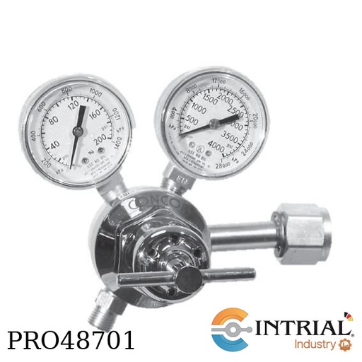 [8065521-01-1] Regulador de gas entrada 0-4000PSI CGA580 -  salida 0-200 psi rosca interna derecha 5/8