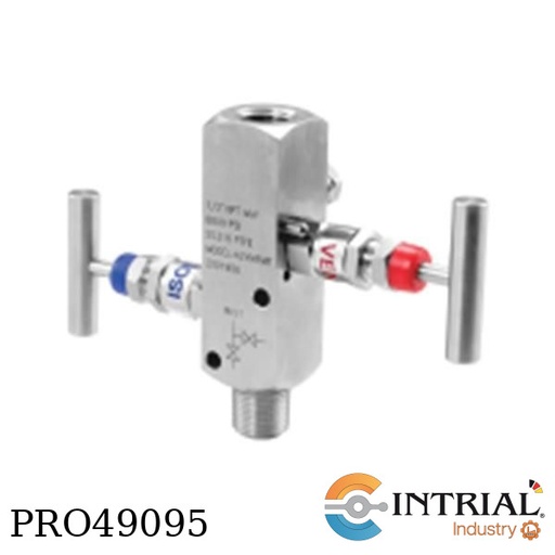 [A2VMRMF-N12-SS-T] BLOCK AND BLEED 2 VALVE MANIFOLD, SS 316 6000 PSI