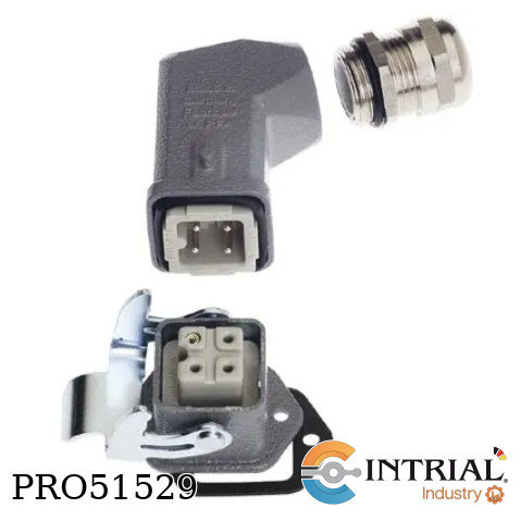 [10-20-003-0005] HAN 3A Kit (3 poles + Ground) Angled Top Entry HARTING