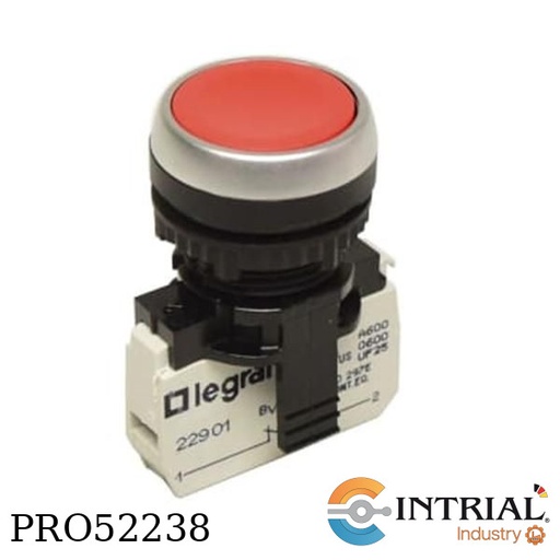 [23701] PULSADOR RASANTE ROJO 1NC Ø22MM IP66 OSMOZ