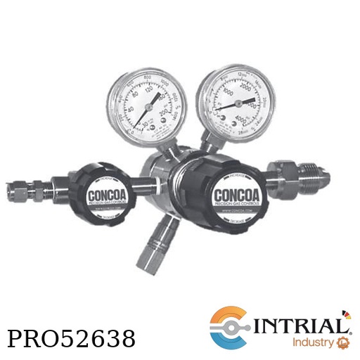[4323332-01-330] Regulador de cilindro Inox 2 etapas, entrada CGA 580 - in: 3000psi- out: 100psi; Manómetro doble esc