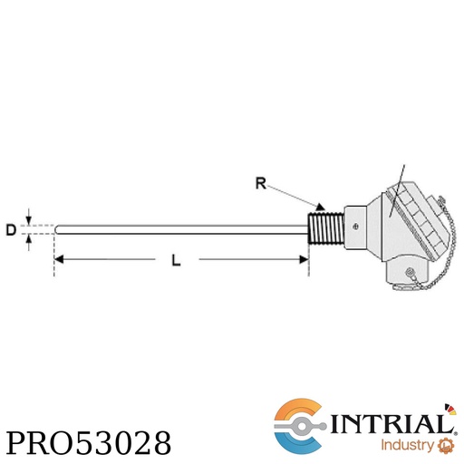 [4N-PT100-2X3W-D6-L65-SS316-R1/2] SENSOR DE TEMPERATURA (RTD) PT-100Ω DE 6 HILOS CON CABEZAL