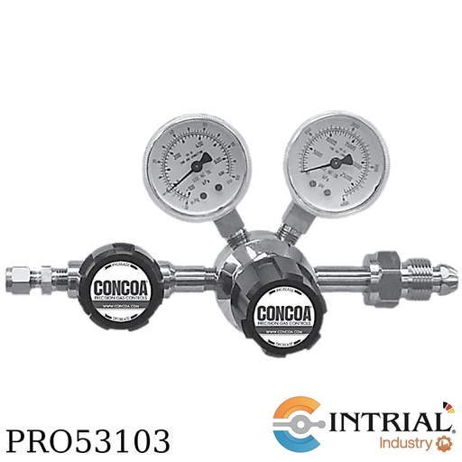 [3222302-01-350] Regulador de cilindro Inox 1 etapa, entrada CGA 350 - in: 4000psi- out: 100psi; Manómetro doble esc