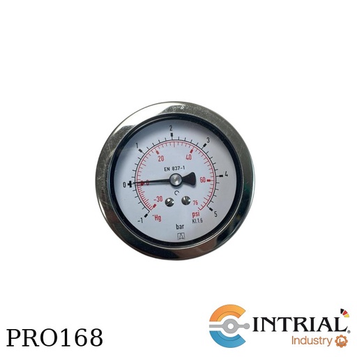 [RF63,D951(86038951)(-1to5bar/-30Hg)] Manometro 2 1/2'' Post. Bronce (-1 a 5 bar/-30 Hg a 0 / 0 a 72.5 psi)