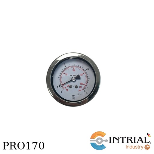 [RF63,D951(86040951)(-1to15bar/-30Hg)] Manometro 2 1/2'' Post. Bronce (-1 a 15 bar/-30 Hg a 0 / 0 a 218 psi)