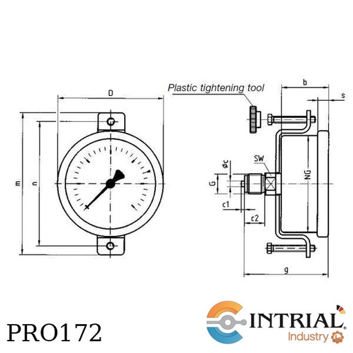 [RF63,D951(86045951)] Manometro ;0 a 60 bar, ½ NPT