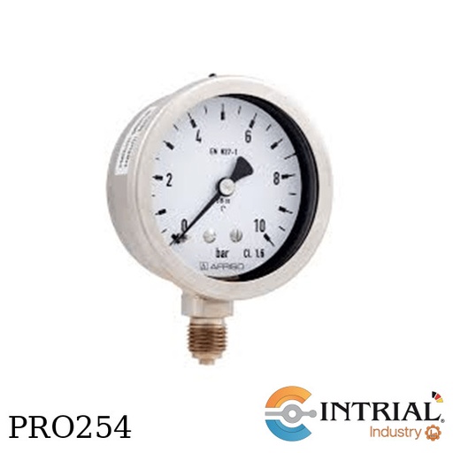 [RF63Ch,D902(86367902)(0to10bar/0to1] Manometro 2 1/2" Dial, inferior, acero 1/4 npt -10bar
