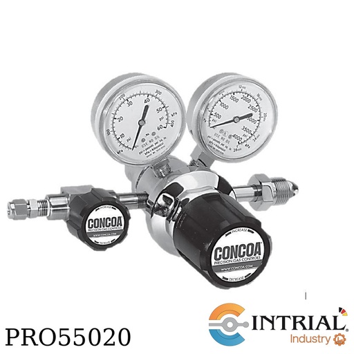[3022302-01-000] Regulador de cilindro 1 etapa, entrada CGA 580 - in: 4000psi- out: 50psi; Manómetro doble esc