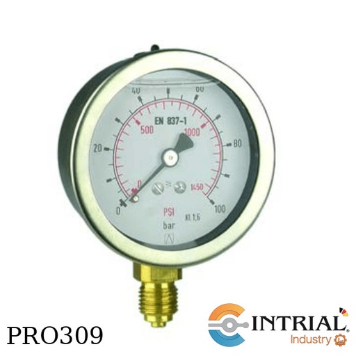 [RF63-D901(86269901)(0-16bar)] MANÓMETRO TIPO BOURDON, 0 to 16 bar/0 to 232 psi),  Diámetro 2 1/2''(63mm), Conexión INFERIOR,1/4 ''