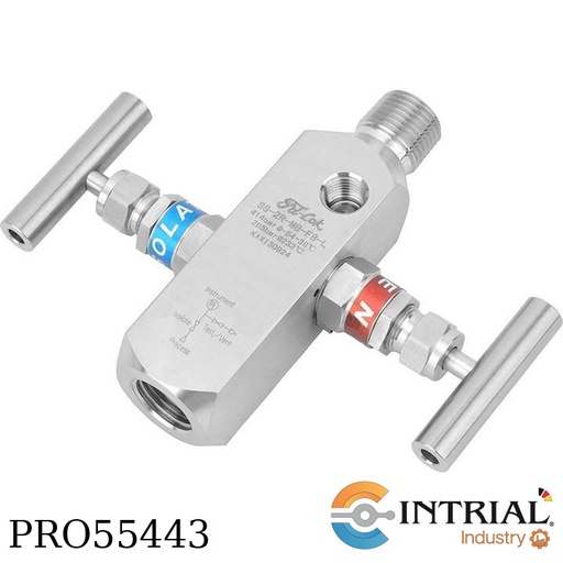 [SS-2R-M4-F4-H] BLOCK AND PURGE MANIFOLD VALVE  316 SS, IN 1/4"M, OUT 1/4"F