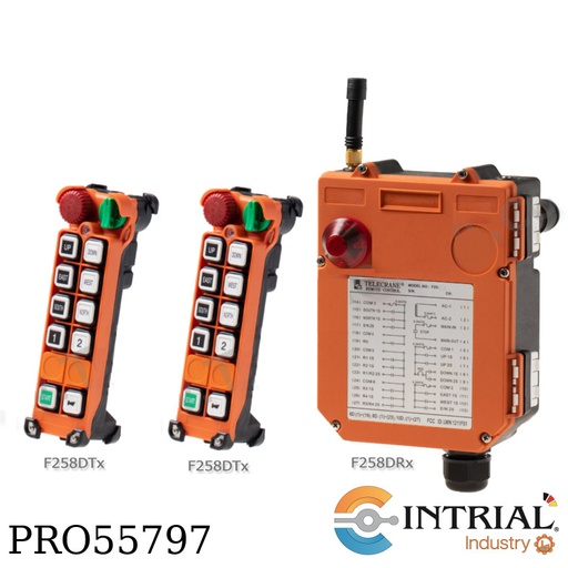 [F258D2TR] RADIO REMOTE CONTROLLER TELECRANE (2Tx+1Rx) – 220 VAC 916 to 928 MHz Bands  / IP-65