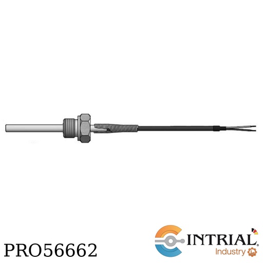 [PT-100-3HILOS-1/4-CABLE-2M] SENSOR DE TEMPERATURA (RTD) PT-100Ω DE 3 HILOS CON ROSCA FIJA DE 1/4"NPT Y CABLE INTEGRADO INTRIAL -