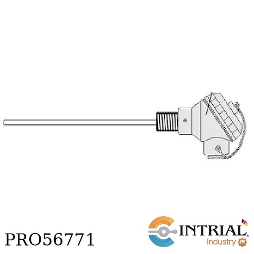 [4N-1XPT1003W-D6.35-L265-SS316-R1/2NPT] SENSOR DE TEMPERATURA (RTD) PT-100Ω DE 3 HILOS CON CABEZAL INTRIAL -70° C @ 300° C. 6.35mm.  265mm.