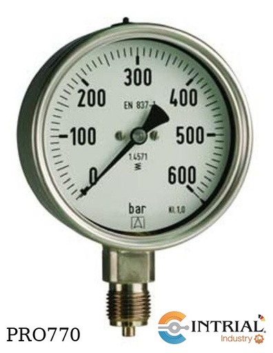 [RF100CHD402-86697402] Manometro 100 mm. Inferios, . Acero  , 0 a 2.5 bar-psi, 1/2" NPT