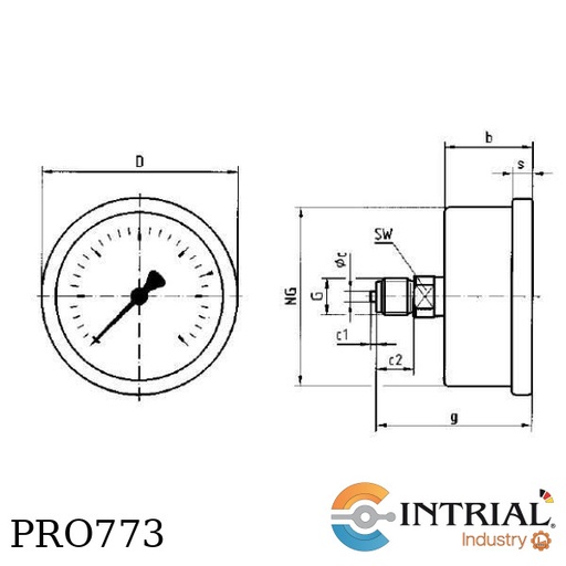 [RF100Ch-D412(0-400bar)(0-5800psi)] Manometro 4' Post. Acero (0 a 400 bar / 0 a 5800 psi)