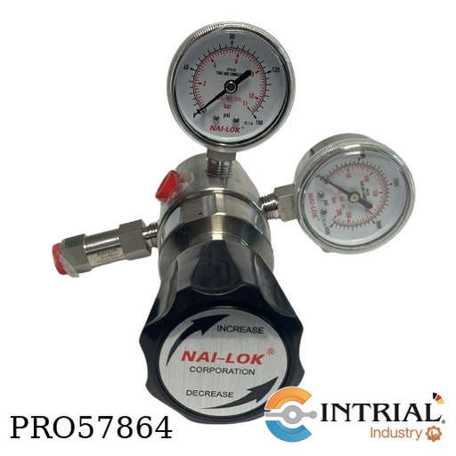 [I-NR31-S-2-F-4-1-5-W-R] Dual Stage Regulator INTRIAL 316 stainless steel 0-100 psi 1/4"