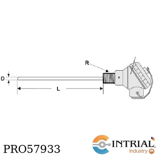 [4N-1XPT100-2W-D8-L85-SS316-R1/2NPT] SENSOR DE TEMPERATURA (RTD) PT-100Ω DE 02 HILOS CON CABEZAL INTRIAL Pt100 -70° C @ 500° C. 1/2”NPT-M