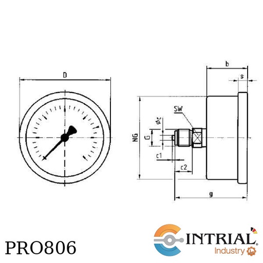 [RF63CH,D912(0TO16BAR/0TO232PSI)] Manómetro tipo Bourdon, 0 to 16 bar-psi
