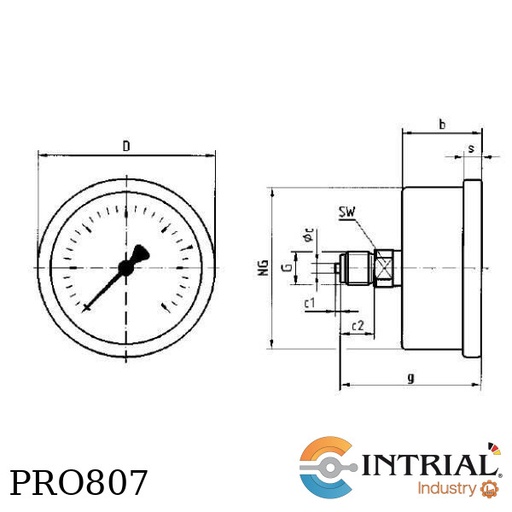 [RF63CH,D912(0a6bar)/psi)] Manometro ;0 a 6 bar,1/4 NPT, dial 63 mm