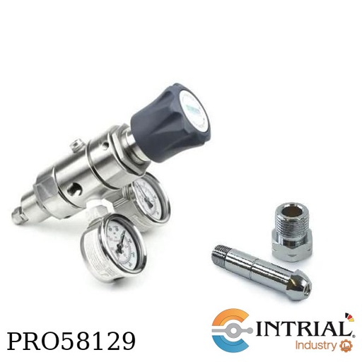 [INT-I-NR31-S-2-F-4-1-5-W-R+PIN-CGA-590-S] Dual Stage Regulator INTRIAL 316 stainless steel 0-100 psi 1/4"