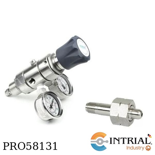 [INT-I-NR31-S-2-F-4-1-5-W-R+PIN-CGA-350-S] Dual Stage Regulator INTRIAL 316 stainless steel 0-100 psi 1/4"