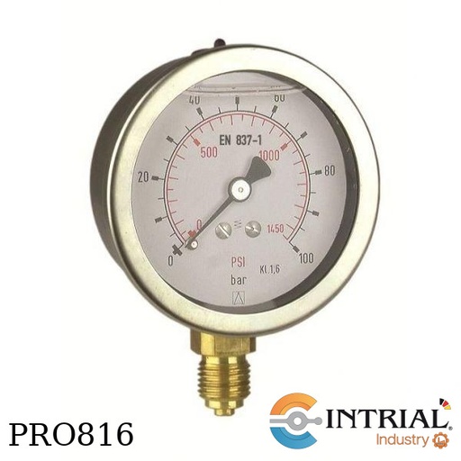 [85123701] Manómetro tipo Bourdon, 63mm, 0 to 400 bar, 0 to 5800 psi,, Inferior, Bronce