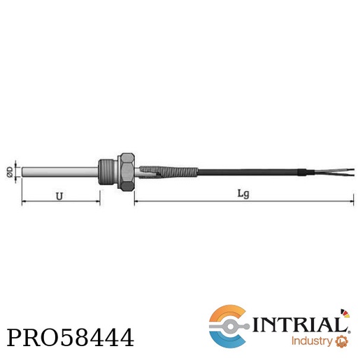 [PRO58444] SENSOR DE TEMPERATURA (RTD) PT-100Ω DE 3 HILOS CON ROSCA FIJA DE 1/4"NPT Y CABLE INTEGRADO INTRIAL 1