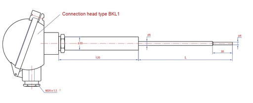 [PT100-1-4-3-550] SENSOR DE TEMPERATURA, PT100, 150C, 4 HILOS